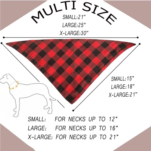 Realeaf 2 Pack Plaid Pet Scarves, Checkered Triangle Bandanas Bibs - Picture 3 of 7
